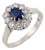 Vintage Sapphire Diamond 14k White Gold Cluster Ring, Size 7.5 For Sale