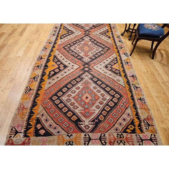 Turkish Vintage Turkish Kilim Wide Runner, Handwoven Wool, Medallion Pattern, 6x13 For Sale - Image 3 of 16