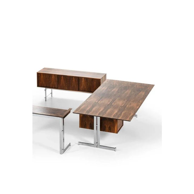 Vintage Side Table in Rosewood and Chromed Steel by Jan Lunde Knudsen, 1960s For Sale - Image 3 of 11