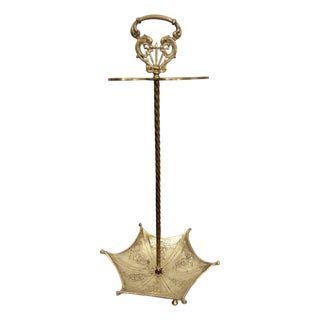 Vintage Brass Umbrella or Cane Stand For Sale