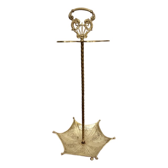 Vintage Brass Umbrella or Cane Stand For Sale