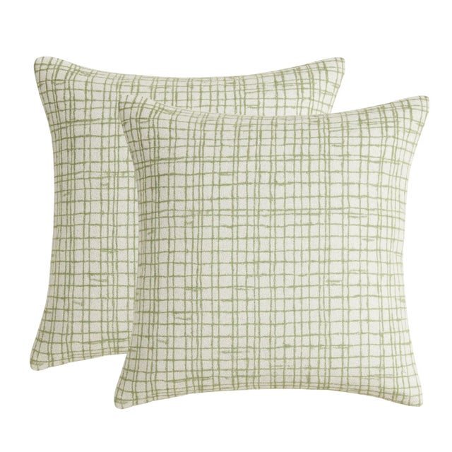 ⭐️ Ships Within 2 Days On the Front: Gridlock Woven Fabric On the Back: Ivory Performance Fabric Indoor Outdoor Pillow All...