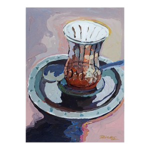 Late 20th Century Impressionist Still Life Cup Saucer Still Life Painting