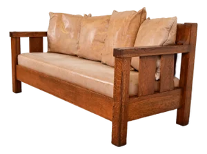 Lifetime Antique Mission Oak Arts and Crafts Settle Sofa, Circa 1900
