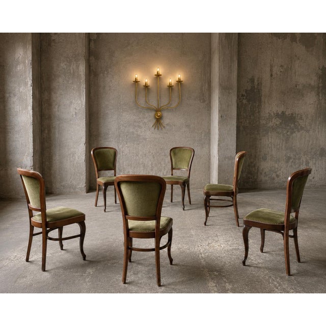 Classic Dining Chairs with Velvet Upholstery from Thonet, 1960s, Set of 6 For Sale - Image 5 of 13