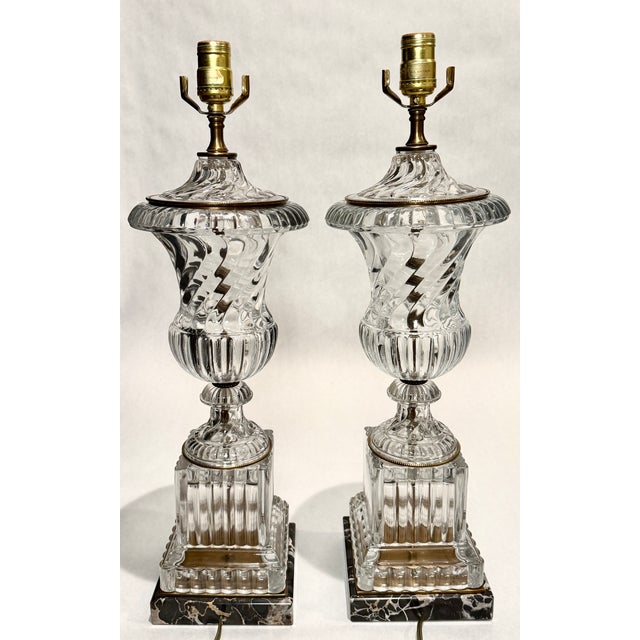 Traditional Mid 20th Century Pair of Paul Hanson for Baccarat Crystal Table Lamps For Sale - Image 3 of 9