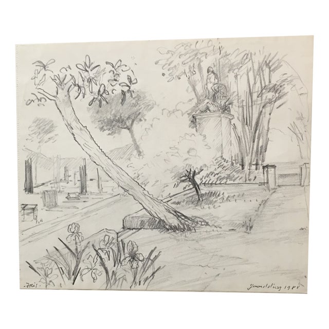 Gerard Diaz, French Iris Pencil Drawing, 1988, Ink For Sale