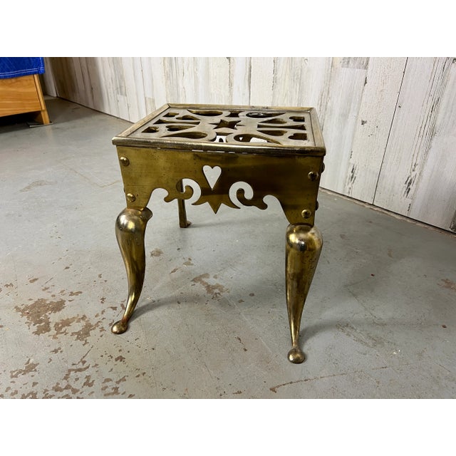 Antique Brass Fireplace Trivet / Footman For Sale - Image 4 of 12