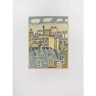 Orfeo Tamburi, Roofs in Paris, Lithograph, 1980s For Sale
