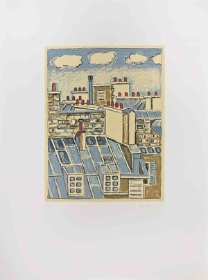 Orfeo Tamburi, Roofs in Paris, Lithograph, 1980s