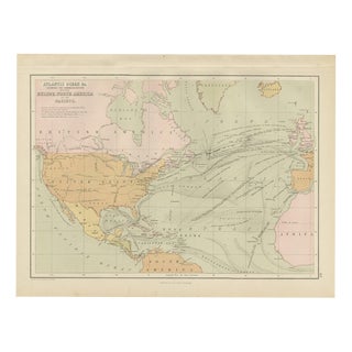 Antique Chart of the Atlantic Ocean, 1870 For Sale