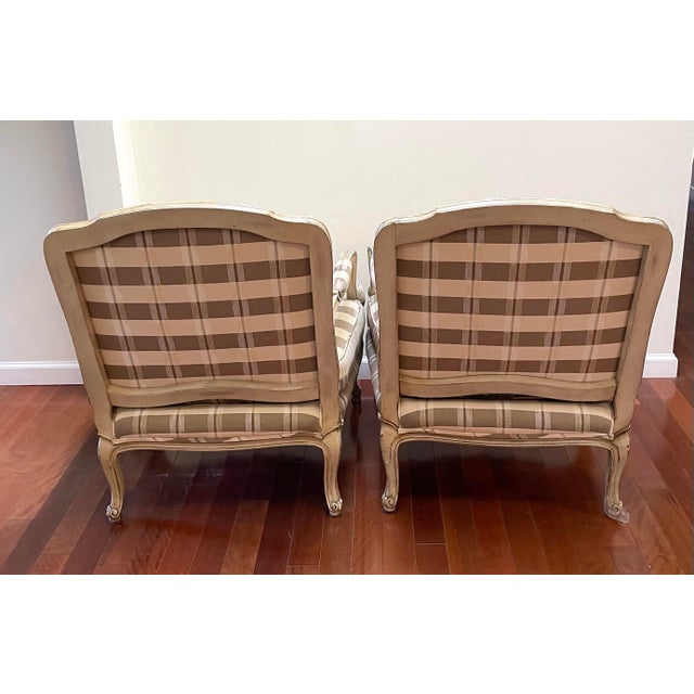 French Provincial 1980’s Baker Furniture Bergère Chairs a Pair For Sale - Image 3 of 12