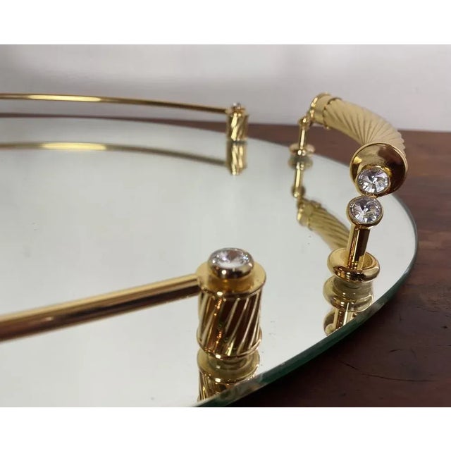 Italian 24-Karat Gold Plated and Brass Tray with Mirror, 1980s For Sale - Image 9 of 11