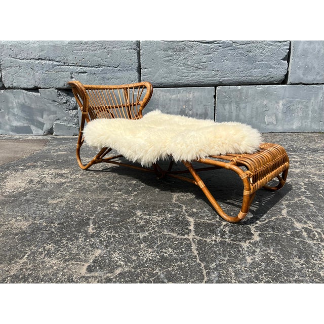 1970s 1970s Bamboo Chaise Lounge Attributed to Viggo Boesen, Mid Century Modern, Danish Modern For Sale - Image 5 of 12