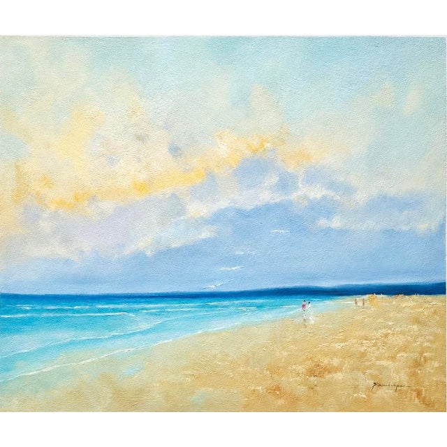 Serene Coastal Abstract Beach Scene - Original Oil on Canvas, by Arciero For Sale - Image 4 of 5