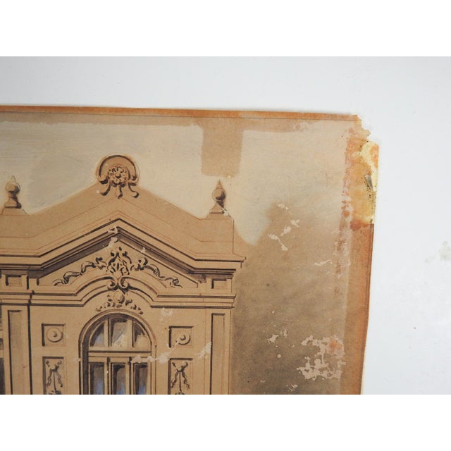 Late 19th century distressed architectural watercolor on paper by Luiz Olivieri, Italy/Brazil. Unsigned. Unframed,...