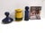 Postmodern Postmodern Blue and Yellow Glazed Vase and Bottles attributed to Parravicini, 1970s, Set of 3 For Sale - Image 3 of 15