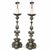 Pair Antique Solid Pewter Baroque Style Candlestick Floor Lamps For Sale - Image 4 of 12