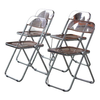 Pink Plia Folding Chairs by Giancarlo Piretti for Castelli / Anonima Castelli, 1960s, Set of 4 For Sale