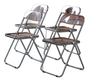 Pink Plia Folding Chairs by Giancarlo Piretti for Castelli / Anonima Castelli, 1960s, Set of 4