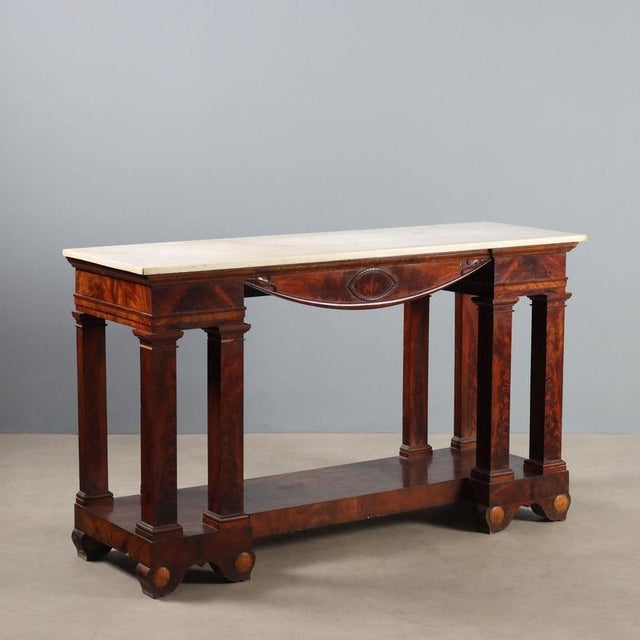 Empire Console Table in White Marble and Mahogany For Sale - Image 12 of 12