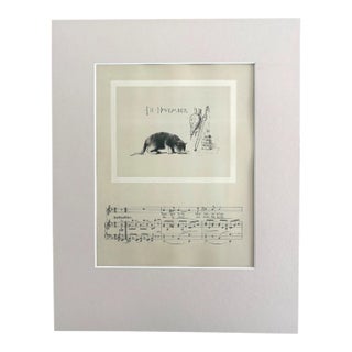 Antique 1888 November Lullaby Sheet Music Print pub. by Prang 1n 11x14 Mat, EUC For Sale