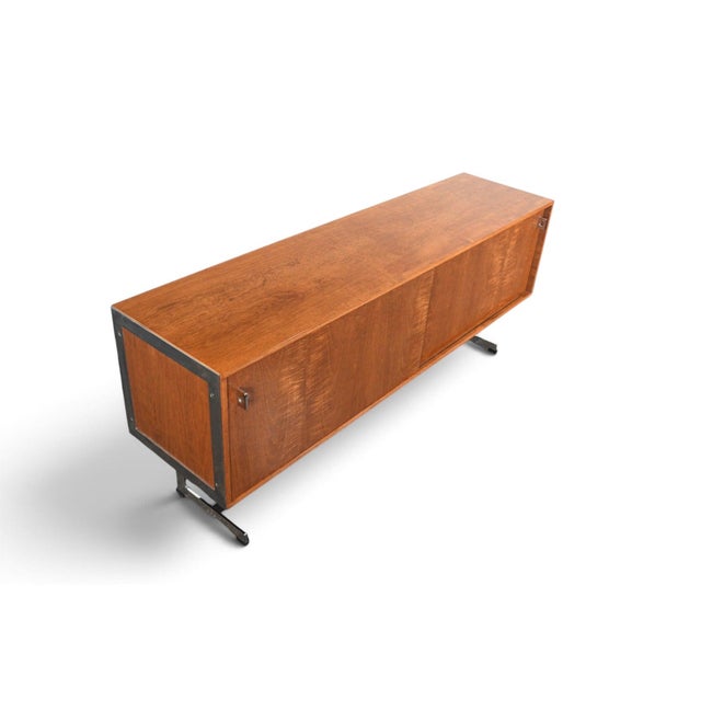 Late 20th Century Rare Richard Round Space Age Credenza in Teak + Chrome, Attributed For Sale - Image 13 of 15