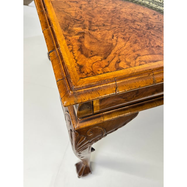 Mid 20th Century Large English Chippendale Style Burl Walnut Partners Desk With Ogee Molded Drawers For Sale - Image 4 of 18