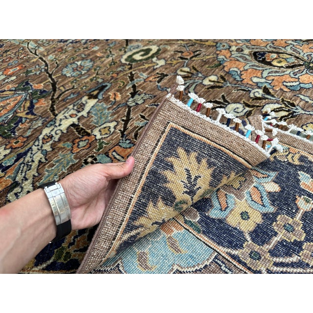Hand-Knotted Afghan Isfahan Shah Abbasi Wool Area Rug - 9'1" X 12'2" For Sale - Image 14 of 15