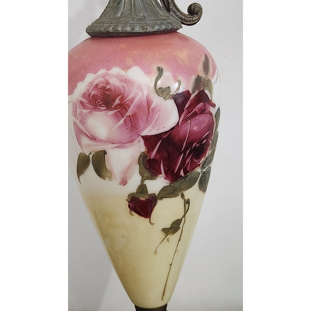 Circa 1900 Victorian Rococo Revival Pink Rose Porcelain & Spelter Mantel Ewer For Sale - Image 10 of 18