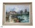 Oil on canvas by Maurice Le Cunff (French, 20th century) depicting a rural landscape with a house beside a reflective body...