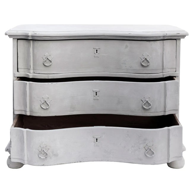 19th Century Painted Wood Commode, Chest of Drawers; Dresser. Dovetail Construction. Painted Metal Handle pulls.