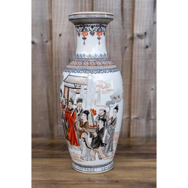 20th Century Chinese Famille Rose Grisaille & Iron Red Porcelain Vase For Sale - Image 3 of 18