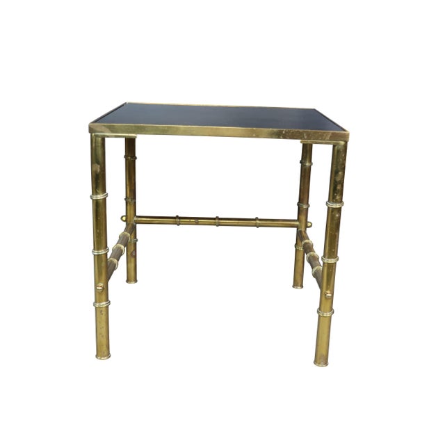 Mid-Century Modern 1960s Faux Bamboo Nesting Tables With Amethyst Glass - Set of 3 For Sale - Image 3 of 6