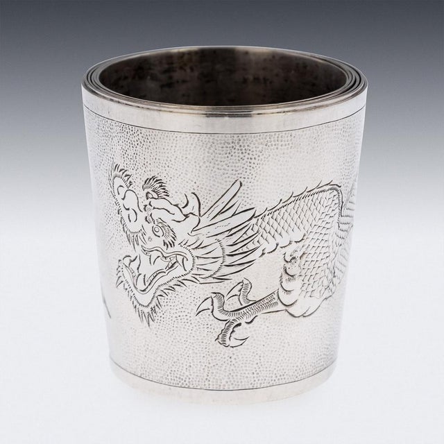 Chinese Silver Stackable Cased Cups, 1920s, Set of 6 For Sale - Image 3 of 9
