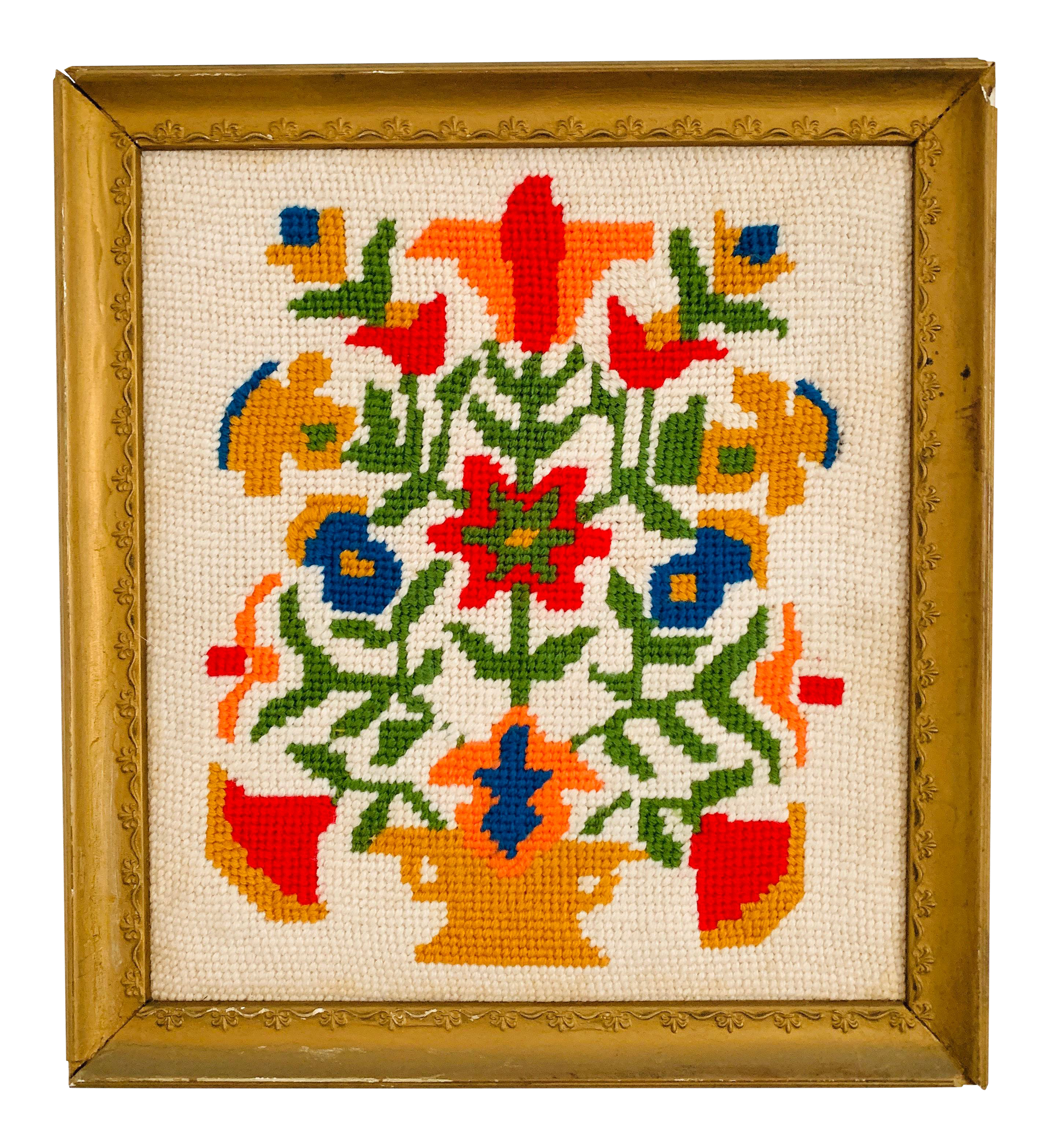 ヨーロッパアート　額縁セット　NEEDLEPOINT Vintage vintage-folk-art-scandinavian-