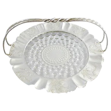 Vintage Glass & Aluminum Basket For Sale