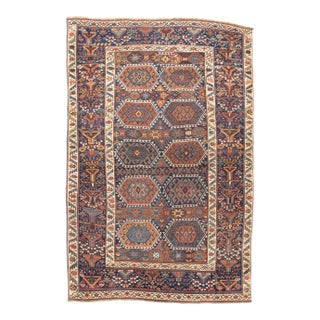 Late 18th Century Antique Tribal Kurdish Rug 4'2'' x 6'4'' For Sale