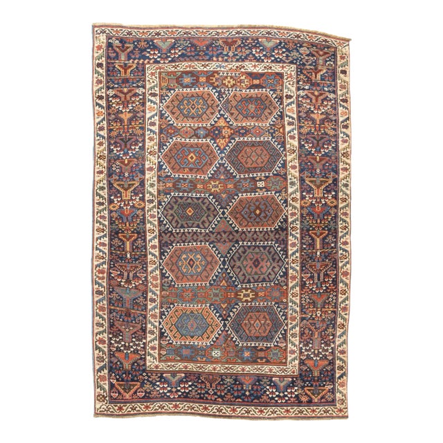 Late 18th Century Antique Tribal Kurdish Rug 4'2'' x 6'4'' For Sale