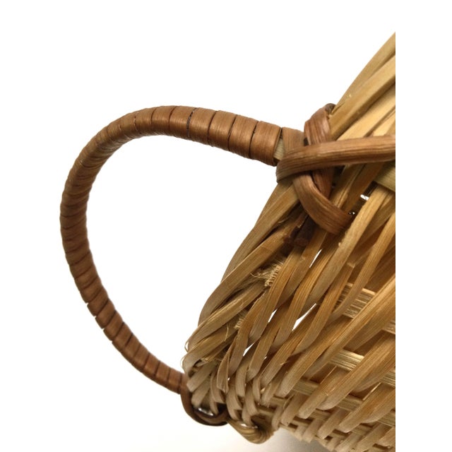 Vintage Hand Woven Fruit Flower Wicker Basket For Sale - Image 9 of 13