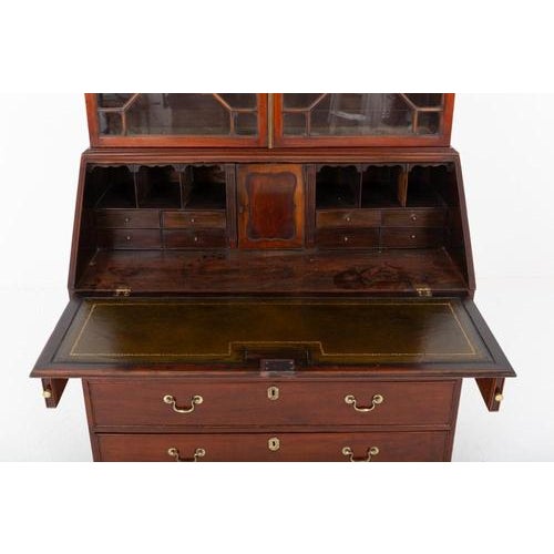 Georgian Secretaire with Bookcase in Mahogany, 1920s For Sale - Image 3 of 5
