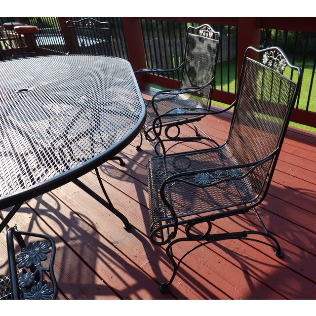 Midcentury Russell Woodard Briarwood Wrought-Iron Patio Dining Set, 7 Pieces, Attributed For Sale - Image 12 of 15
