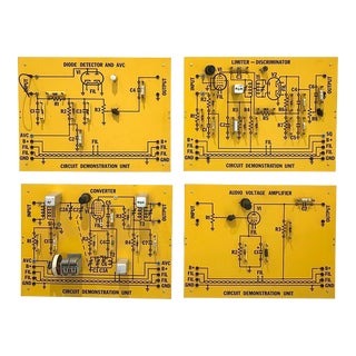 Intense Yellow Electrical Component Wall Art, Set of 4 For Sale