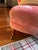Vintage Pink Velvet Slipper Chair Features a Rounded Back and Mahogany Legs With Casters, Similar Style to French Louis XVI Accent Seating For Sale In Portland, OR - Image 6 of 6