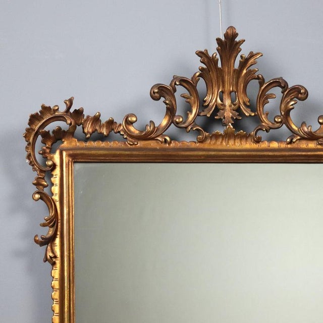 20th Century Mirror with Gilded and Carved Wooden Frame, Italy For Sale - Image 3 of 11