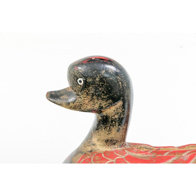 Folk Art Vintage Hand-Carved Wooden Duck Sculptures—A Pair For Sale - Image 3 of 12