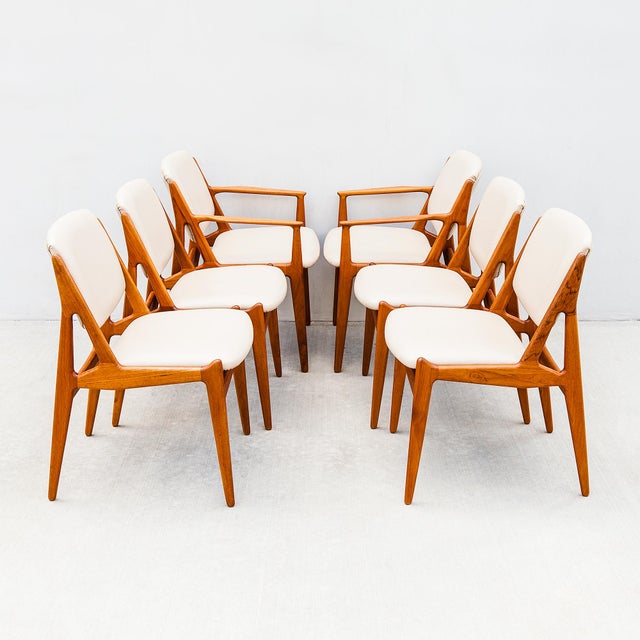 1960s Restored Arne Vodder Ella Dining Chairs in Teak & Edelman Leather, Danish Mid Century Modern For Sale - Image 12 of 14