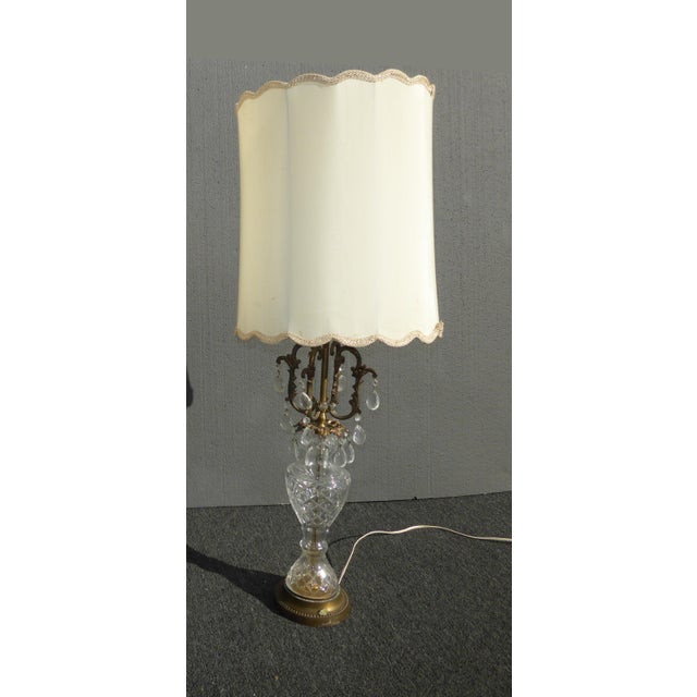 Vintage French Provincial Crystal Table Lamp W White Lampshade Chairish
