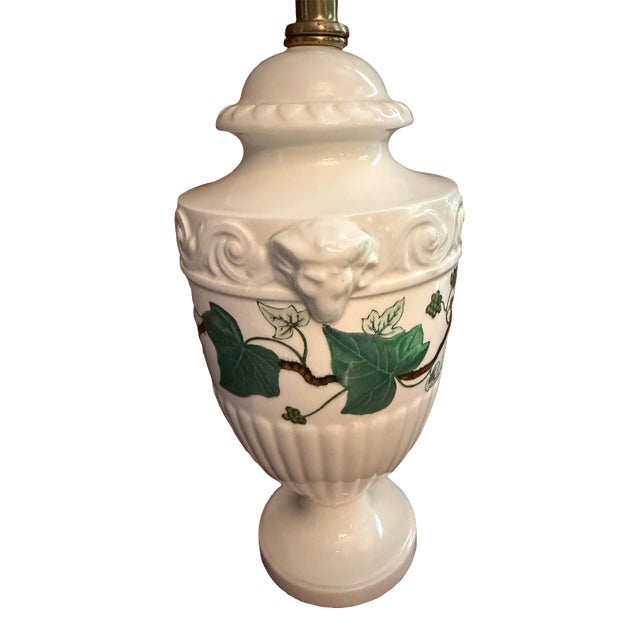 Wedgwood Napoleon Ivy Porcelain Table Lamp Ram's Head ca.1960s For Sale