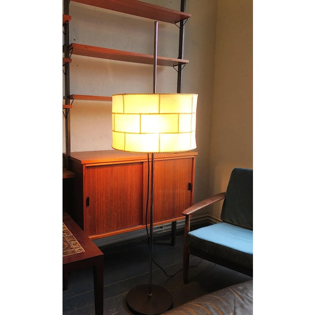 Cocoon Floor Lamp with Patchwork Shade and Black Leather Foot, 1960s For Sale - Image 4 of 10